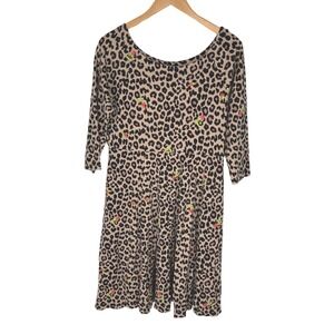Torrid Betsey Johnson Leopard Rose Knit Skater Dress Women Plus 0 Stretch Animal